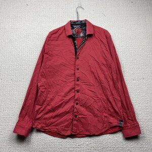 Au Noir Shirt Geo Abstract Retro Men 4 Red Long Sleeve Button Down Flip Cuff